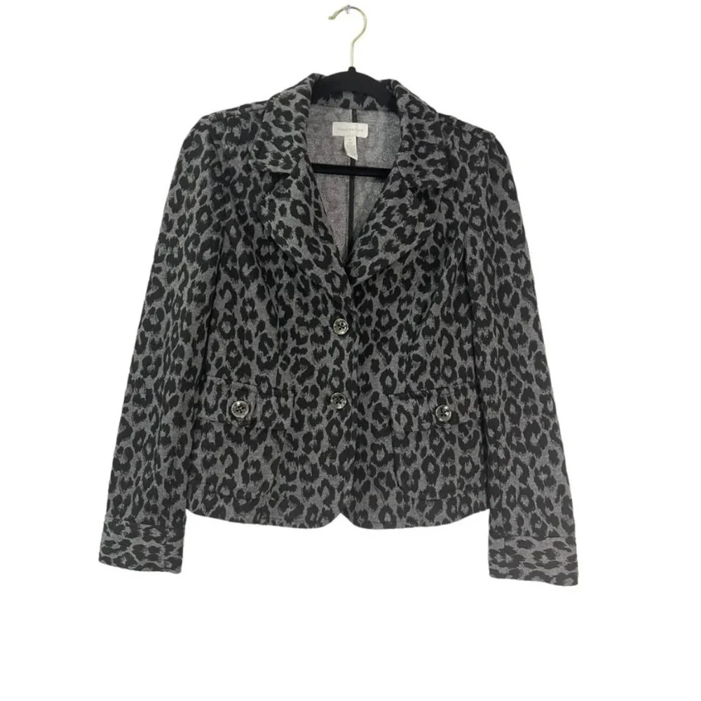 Charter Club 2 Piece Blazer/Skirt Set Black Animal Print Size Small/4